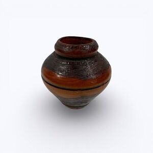 Hand Turned 3" Wooden Vase Rustic Studio Art Lathe Crafted Textured Folk Art